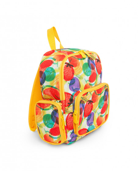 Yellow printed backpack for girls fruitty time