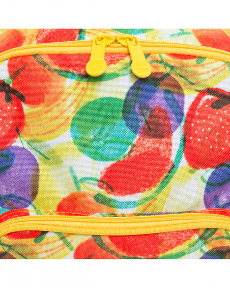 Yellow printed backpack for girls fruitty time