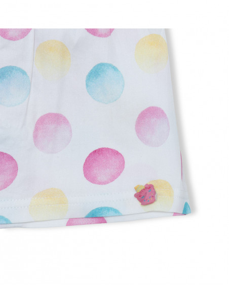 White dotted jersey and poplin dress for girls icy and sweet White dotted jersey and poplin dress for girls icy and sweet