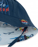 Blue printed combined hat for boys enjoy the sun