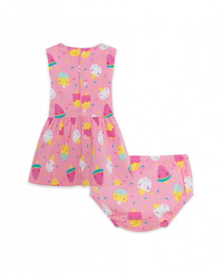 Pink suspenders jersey dress for girls icy and sweet