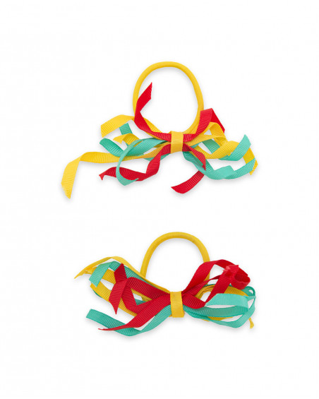Yellow multicolored spiral 2 hair tie set for girls fruitty time