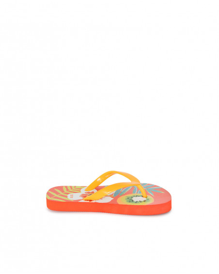 Orange printed flip flops for girls summer festival