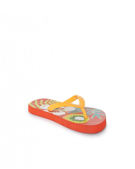 Orange printed flip flops for girls summer festival