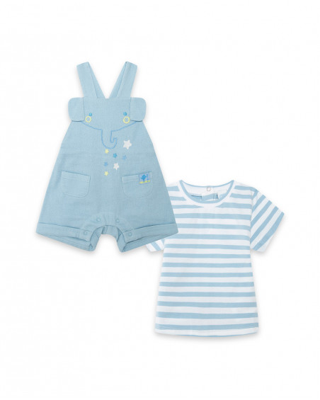 Blue striped chiffon overall and jersey t-shirt for boys so cute