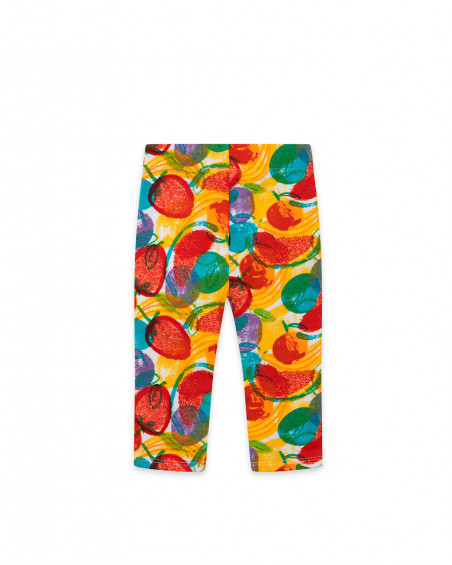 Jersey leggings printed for girls yellow fruitty time