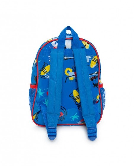Blue printed backpack for boys enjoy the sun