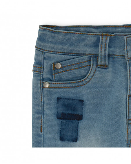 Blue washed out denim trousers for boys fruitty time