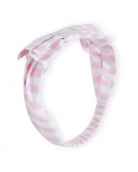 Pink striped poplin headband for girls so cute