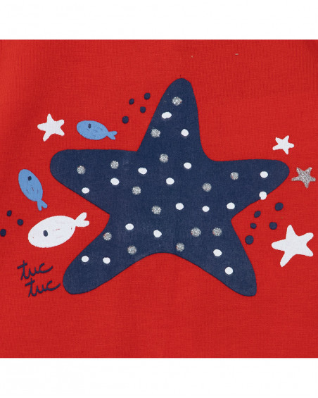 Red striped jersey t-shirt and shorts for girls little pirates