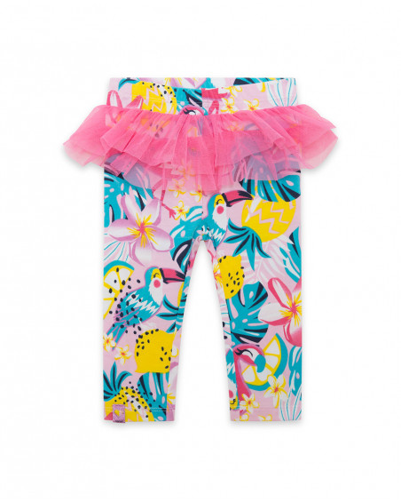 Jersey leggings ruffles for girls pink tahiti