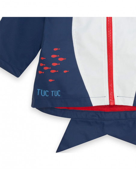 Blue hooded raincoat for boys red submarine
