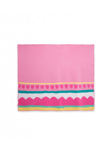 Pink printed knitted blanket for girls icy and sweet