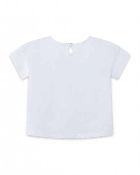 White printed jersey t-shirt for girls in the jungle