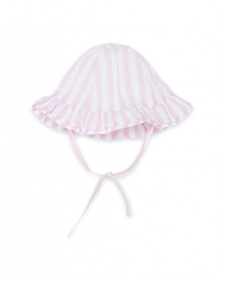 Pink striped poplin hat for girls so cute