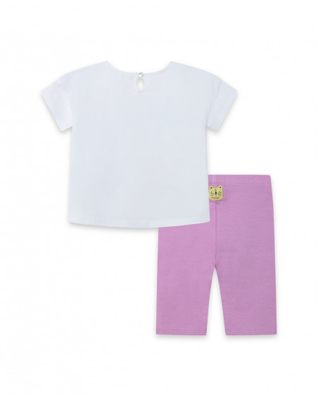 Pink flower jersey t-shirt and capri leggings for girls in the