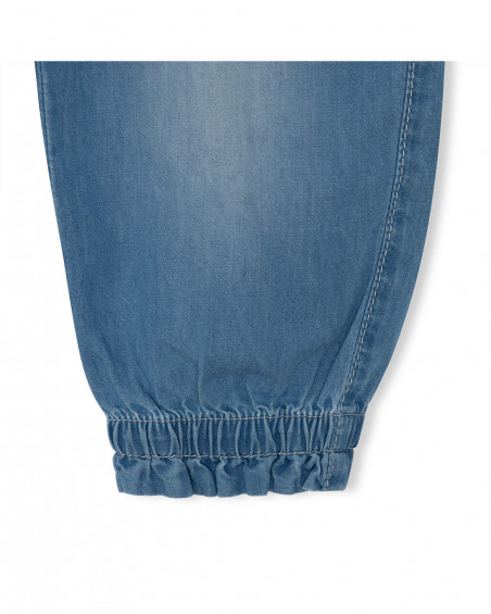 Blue buttons denim trousers for girls tahiti