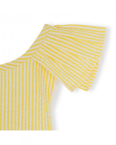 Yellow striped woven dress for girls funcactus