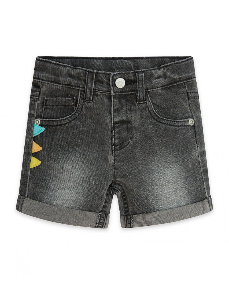 Grey pockets denim bermudas for boys in the jungle