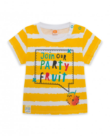 Yellow striped jersey t-shirt for boys fruitty time