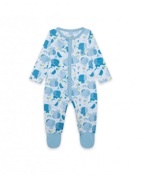 Blue long with feet jersey rompers for boys so cute