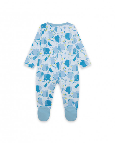 Blue long with feet jersey rompers for boys so cute