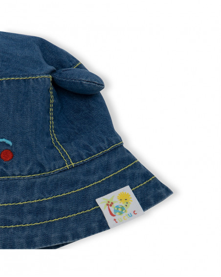 Blue little face denim hat for boys hi! sunshine