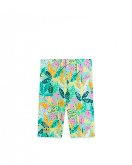 Green printed jersey capri leggings for girls in the jungle