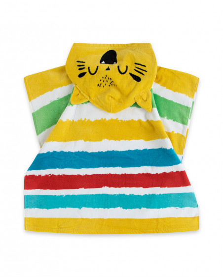 Yellow striped poncho for boys fruitty time