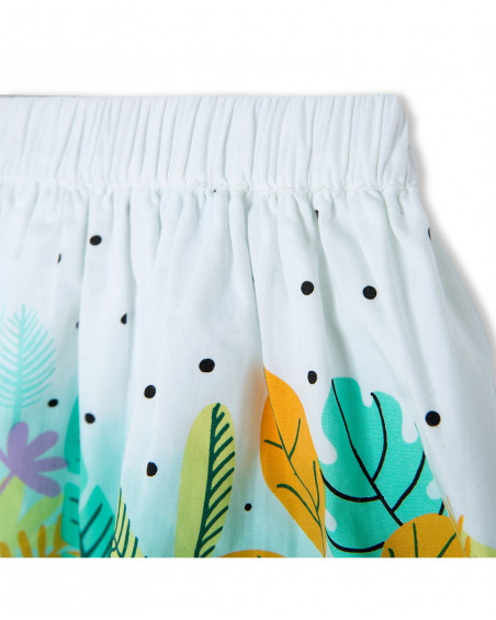 White leafs poplin skirt for girls in the jungle