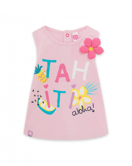 Pink flower jersey t-shirt for girls tahiti