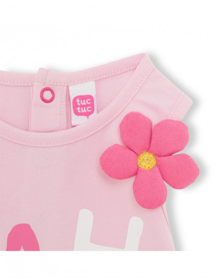 Pink flower jersey t-shirt for girls tahiti