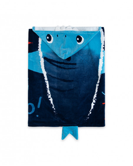 Blue printed poncho for boys red submarine