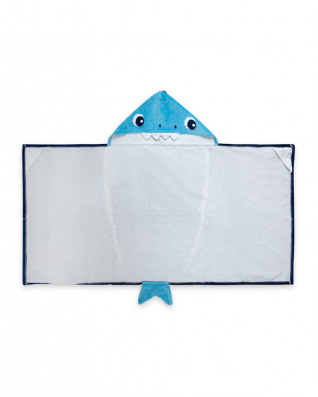 Blue printed poncho for boys red submarine