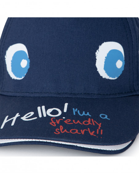 Blue message twill cap for boys red submarine