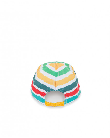 Yellow striped twill cap for boys fruitty time