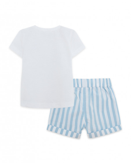 Blue striped jersey t-shirt and poplin shorts for boys so cute