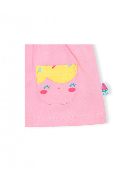 Pink little face jersey dress for girls icy and sweet