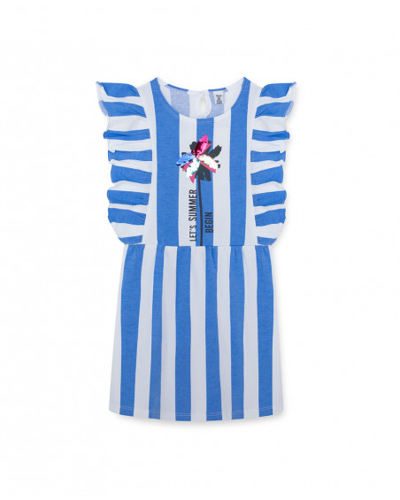 Blue striped jersey dress for girls island