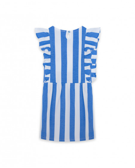 Blue striped jersey dress for girls island