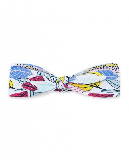 White printed jersey hairband for girls island