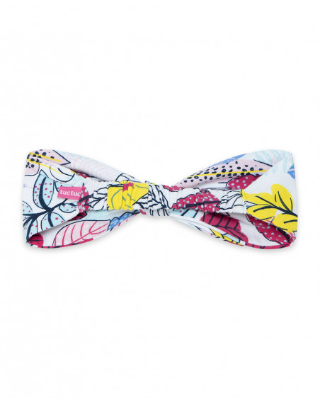 White printed jersey hairband for girls island