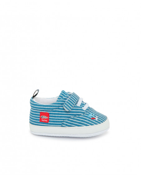 Blue striped denim trainers for boys little pirates