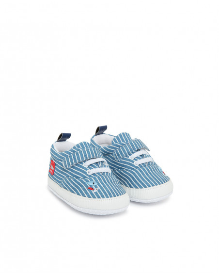 Blue striped denim trainers for boys little pirates