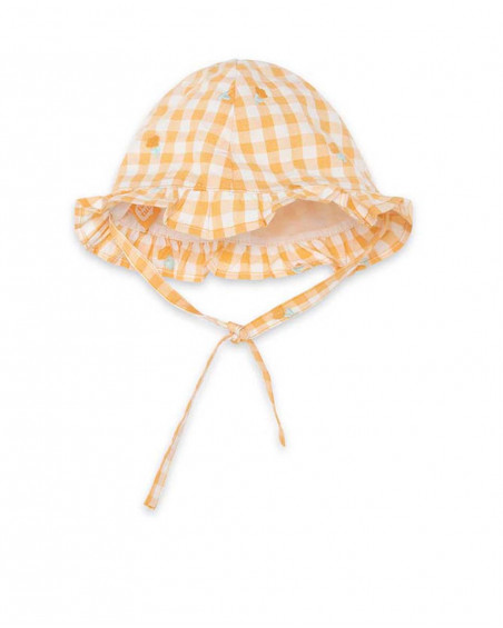 Orange little face woven hat for girls picnic time