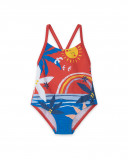 Orange printed swimsuit for girls enjoy the sun