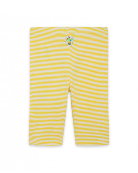 Yellow striped jersey capri leggings for girls funcactus