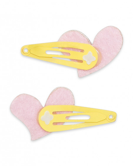 Yellow hearts 2 hair pin set for girls funcactus