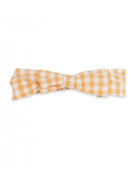 Orange checked woven headband for girls picnic time