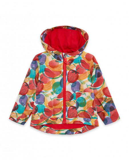 Yellow hooded wind stopper for girls fruitty time